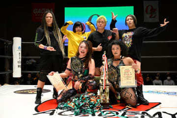 【OZアカデミー】年内最終戦で“ゴジゾネス連合”がタッグV2！ パワースポットと電撃合体　安納はベルト殴打でH.A.T.E.との抗争制す 満員1025人が熱狂、2026年へ向け新王者決定戦も始動