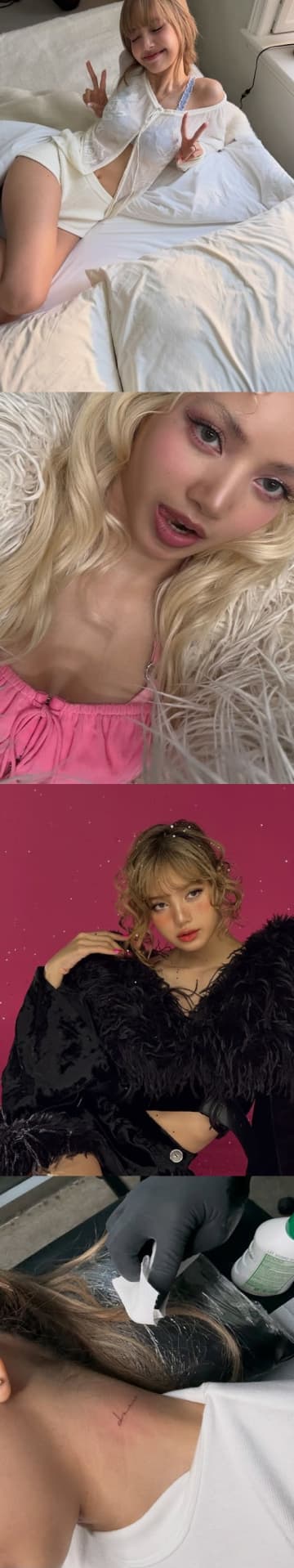 首には“新しいタトゥー”が！ BLACKPINK・リサ、妖艶さも愛らしさも見せる未公開写真を次々と投稿【PHOTO】