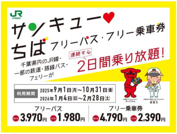 一足早い春の千葉を満喫しよう♪「サンキュー❤ちばフリーパス・フリー乗車券」を1月4日より発売