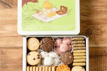 トシ・ヨロイヅカ“カバのトシヒポ”描いたサブレ缶「サブレ・ヒポやすみ」ピスタチオ風味など10種入り