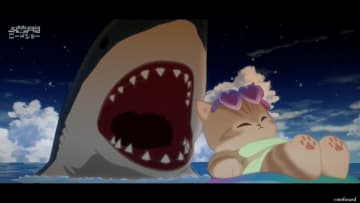 アニメ「mofusand」サメスーツを着た茶トラの猫サメにゃんが過ごすほっこりゆるゆる系猫アニメ―第1話場面カット