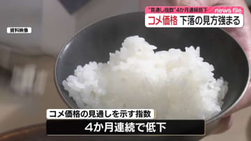 コメ価格、下落の見方強まる　見通し示す指数が4か月連続で低下