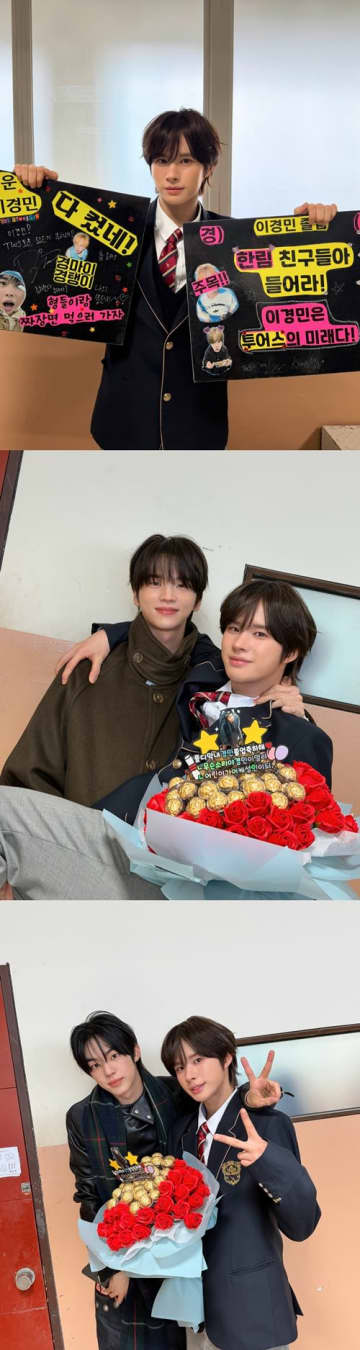 TWS・ギョンミン、高校の卒業式に出席　駆け付けたメンバーと“最後の制服姿”で記念撮影【PHOTO】