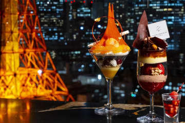 ピエール マルコリーニのチョコパフェと「東京タワー」着想パフェ、ザ・プリンス パークタワー東京から