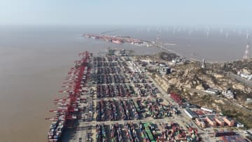 上海港のコンテナ取扱量、25年は5506万TEU