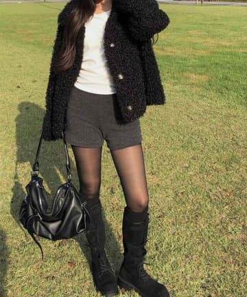 冬らしいオシャレ感！ ショートパンツもニットが可愛い♡