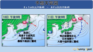 冬の嵐到来　三連休は日本海側を中心に大雪や猛吹雪に警戒