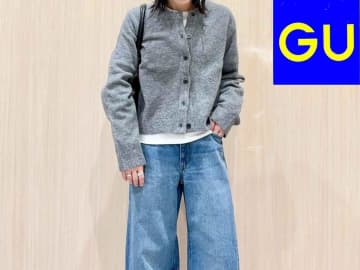 週5で活躍の予感♡【GU】オンオフで着回せる◎「パフニットクルーネックカーディガン」