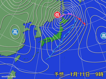 11日は強い冬型　日本海側中心に大荒れや大雪となる所も