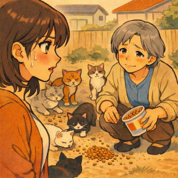 「お腹を空かせて可哀想じゃない」野良猫に大量の餌をあげる隣人。だが、私の正論で態度が一変【短編小説】