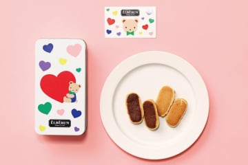 ファミリア”カラフルくま”のクッキー缶、洋菓子店・エルベランとコラボ