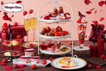「ハーゲンダッツアイスと苺＆チョコ」アフタヌーンティーが横浜・埼玉で、ストロベリーアイスのマカロン