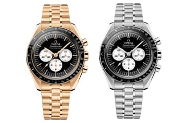 オメガの腕時計「スピードマスター ムーンウォッチ」ブラック×ホワイトの2層構造ダイアル