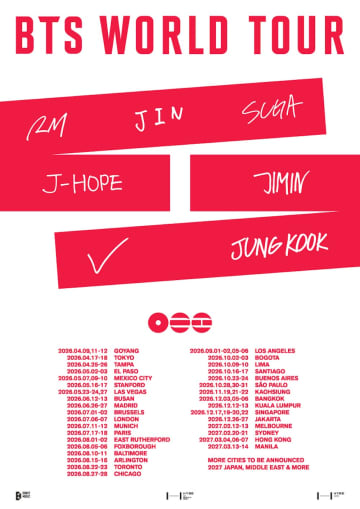 BTS、＜BTS WORLD TOUR ‘ARIRANG’＞を世界3,500館以上のスクリーンでライブビューイング決定