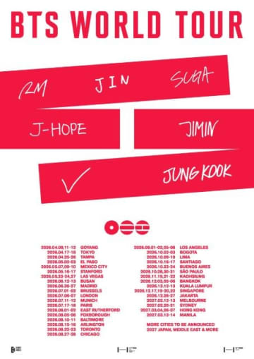 BTS、〈BTS WORLD TOUR ‘ARIRANG’〉のライヴビューイング決定 世界3500館以上で上映