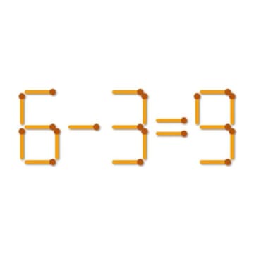 マッチ棒クイズ】6-3=9？1本だけ動かして正しい式にしてください