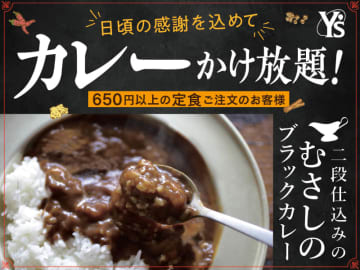税込650円の日替わり定食に「むさしのブラックカレー」かけ放題! ご飯大盛も無料! すかいらーく系“大人の学食”「ワイズ 幕張テクノガーデン店」が感謝祭を本日24日(火)から開催