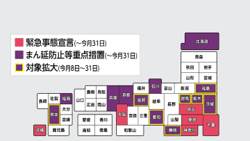 「まん延防止」8県追加へ 8月31日まで　東京4166人 死者1人