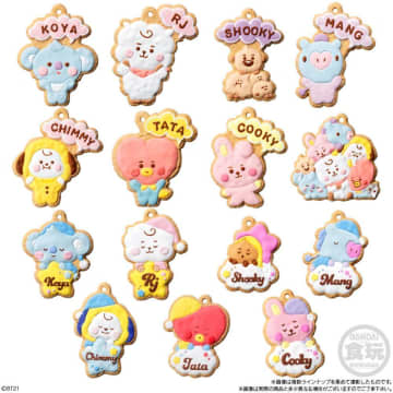 「BT21」のクッキー風チャーム付き商品が可愛すぎ！全15種類コンプしたい。