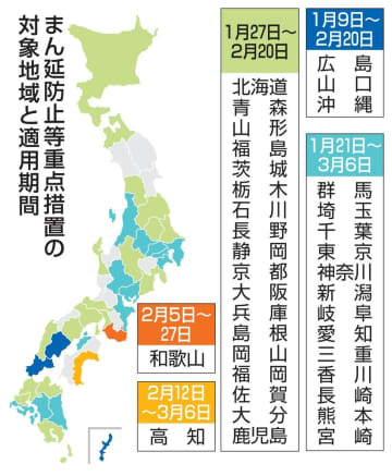 まん延防止、延長決定へ　13都県、高知の追加も了承