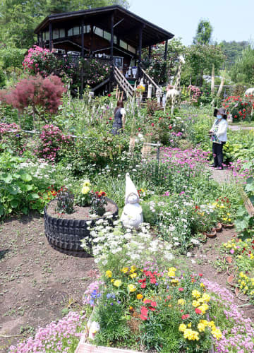 多彩な花が咲き誇るオープンガーデン＝米沢市万世町梓山