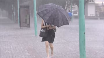 東京都心などゲリラ雷雨 歩道から水がボコボコと... ホームも水浸し帰宅に影響も