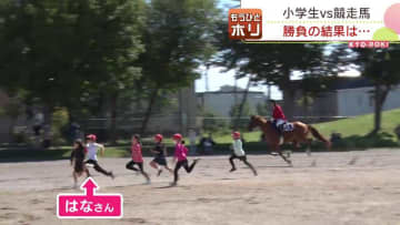 「あの馬と走るの？」　小学生と元競走馬　走るのはどっちが速い？　50メートル走対決してみたら…...