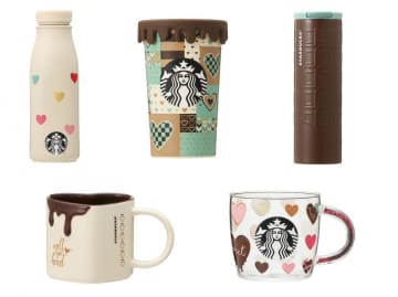 スタバのバレンタイン2023グッズがめっちゃ可愛い！ハートやチョコがモチーフだよ。