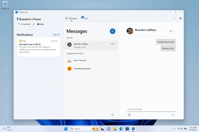 Windows 11 works with iPhone, Phone Lin supports messages, notifications, and calls