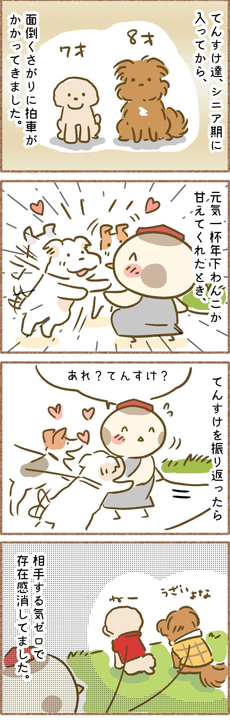 若いテンションに合わせるのはもう無理なの？ 年下の犬を敬遠するわんこたち｜連載「こぐま…