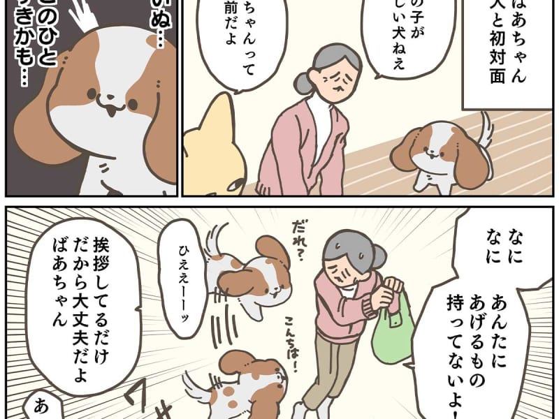 The dog and grandmother who met for the first time, "Both are cute" and "The best" voices in exchange