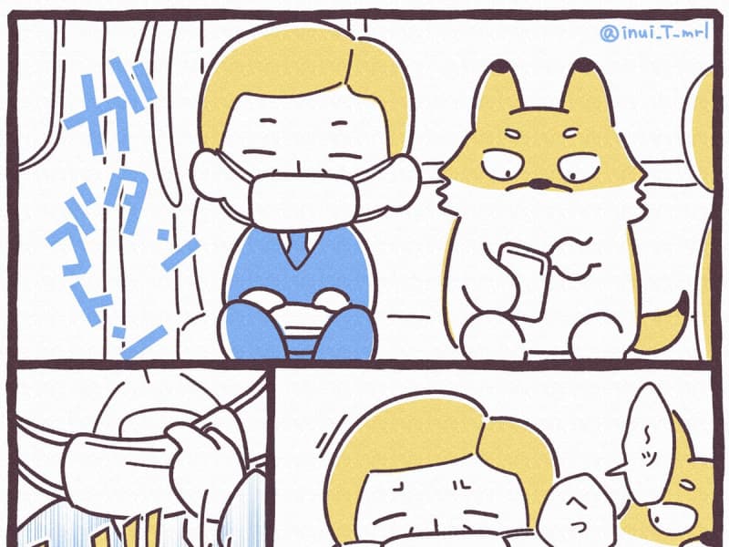 A man wearing a mask sneezed on a train.