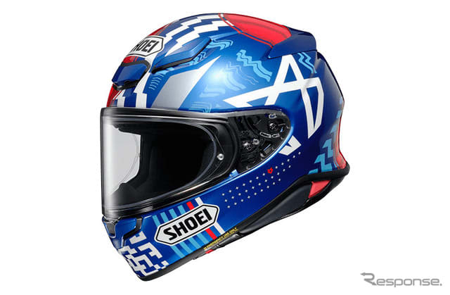 Replica model of MotoGP Jean Antonio player on SHOEI helmet