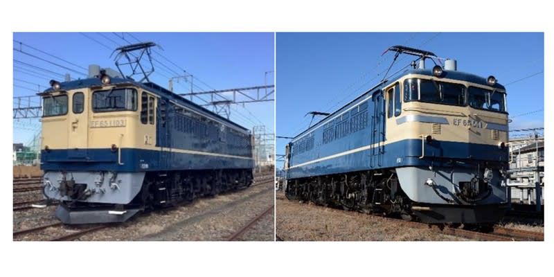 "Blue masterpiece, again." Photo session of successive trains deeply related to Tokaido Line EF65 majestic at the train depot in Shinagawa Station