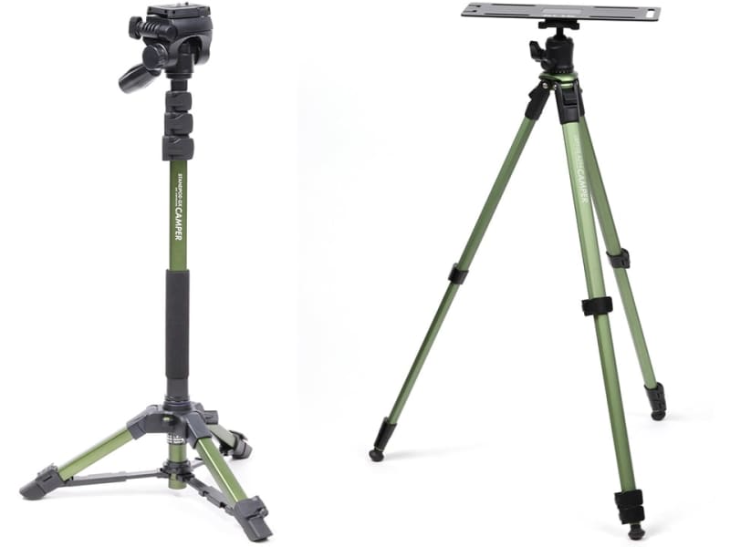 A slick tripod "Leptos A294 camper" with useful items for outdoor activities and a self-supporting leg...