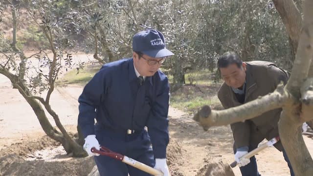 Governor inspects the completion of the industrial waste treatment project in Kagawa and Teshima Planting olive trees with residents Secretary General Aki "Renewed feelings ...