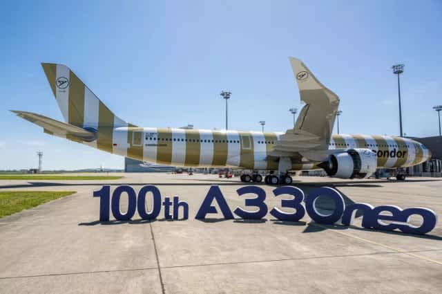 エアバス「A330neo」、記念すべき100機目はストライプ塗装のコンドルへ