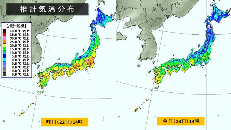 汗ばむ陽気から気温急降下！北海道では雪の所も。