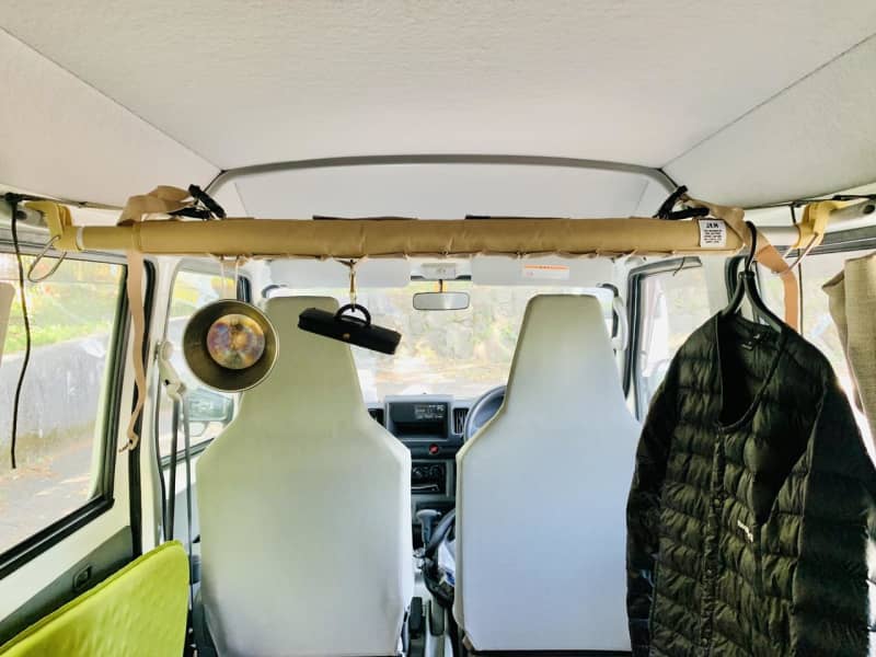 Stylish ceiling storage for your car! JKM's hanging bar & soft hanging bar make sleeping in the car and outdoors comfortable
