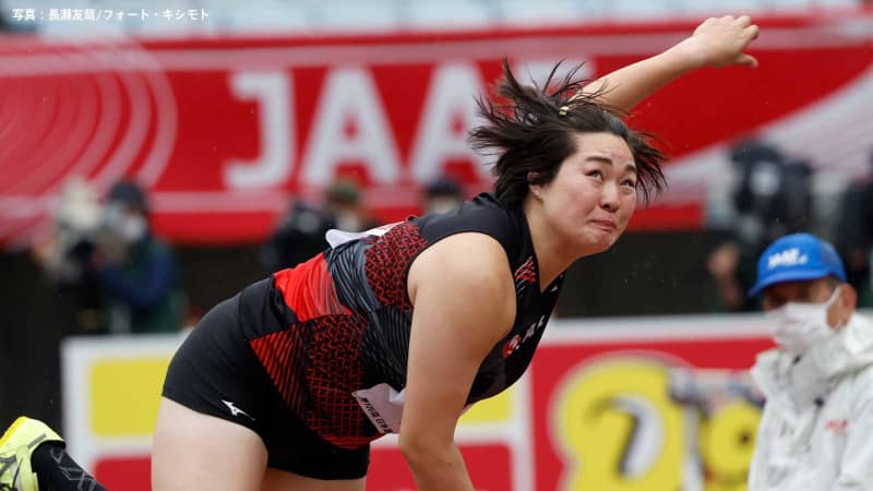 Javelin thrower Haruka Kitaguchi beats the tournament record twice with 2 meters.
