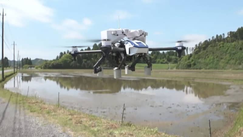 Spreading rice seeds using a drone/Isumi City, Chiba