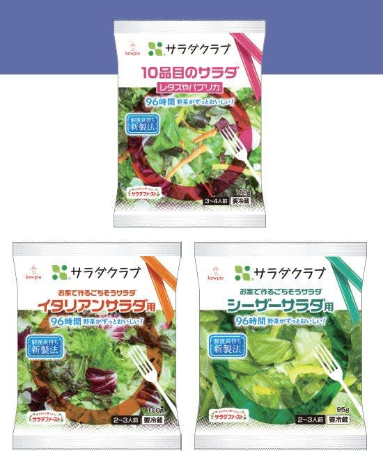 Extend the expiry date of 3 packaged salad products by 1 day = Salad Club