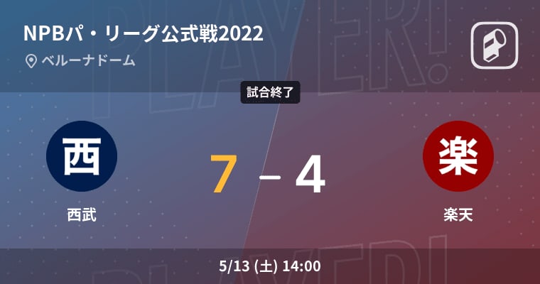 【NPBパ・リーグ公式戦ペナントレース】西武が楽天を破る