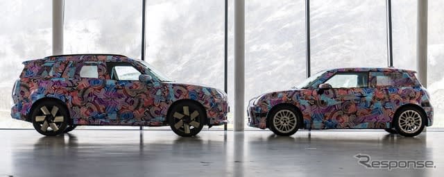MINI次期型のEV、新デザイン言語を採用…3ドアとクロスオーバーのプロトタイプ写真公開