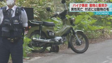 バイクの60歳男性が死亡　動物と衝突か　付近に毛が散乱　北海道・登別市