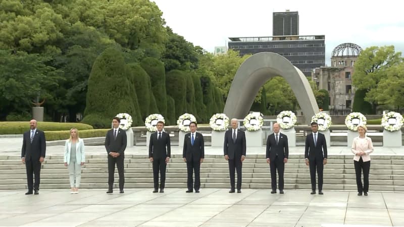 歴史的瞬間 一同で“慰霊碑”に　G7首脳献花と黙とうささぐ　ゼレンスキー大統領 広島訪問へ