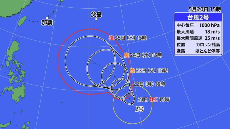台風2号が発生　今後は北上しながら非常に強い勢力に発達する見通し　最新情報に注意