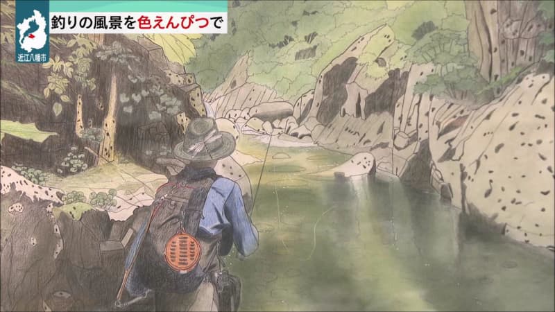 Express fishing scenery with colored pencils
