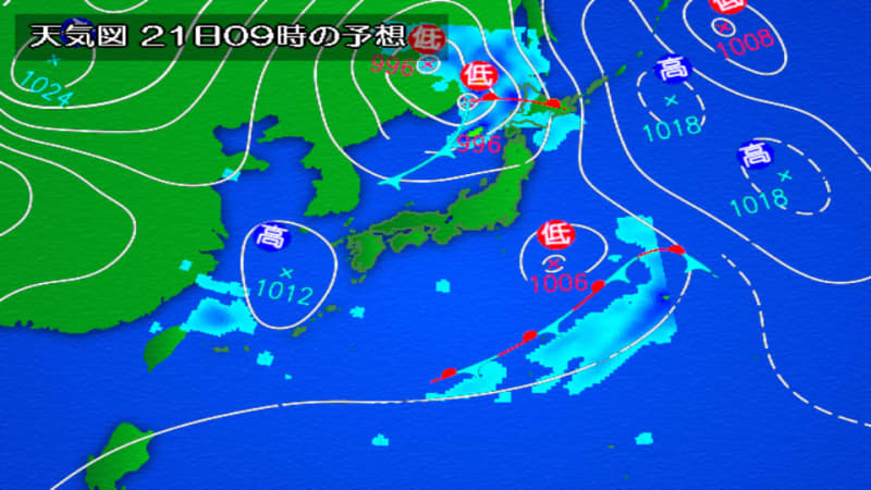 Heavy rain in Hokkaido, sunny weather in Tohoku and southwards, rising temperature