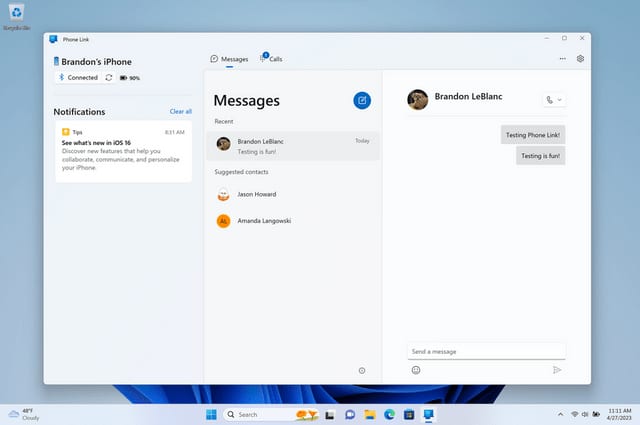 "Phone Link for iOS" that allows you to read iPhone notifications on Windows 11 PC